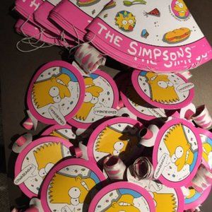THE SIMPSONS BIRTHDAY PARTY FAVORS for 26,  New from Open Pkgs. Hats, Blowouts
